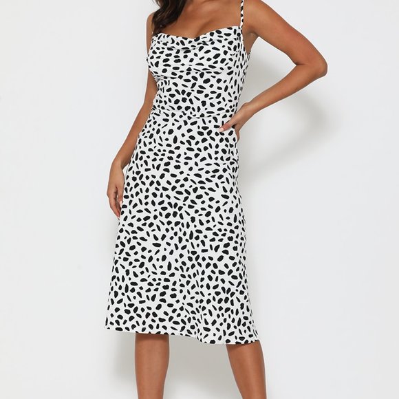 Monochrome Animal Print Midi Strappy Dress - Picture 11 of 11